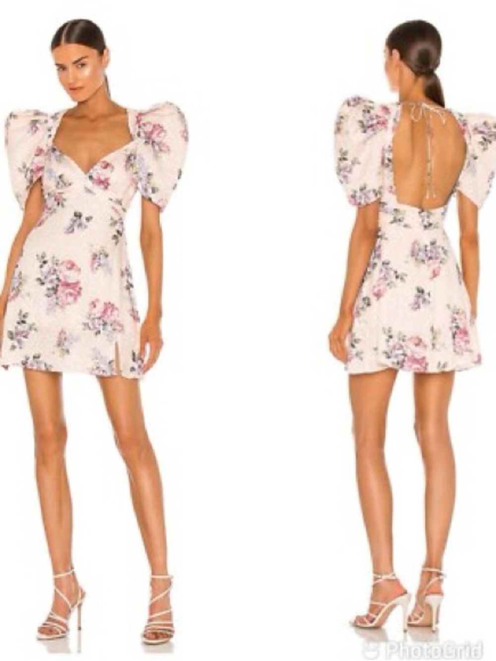 Floral Puff-Sleeve Mini Dress - Pink